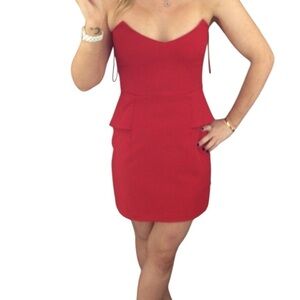 Mason red peplum strapless dress size 0‎